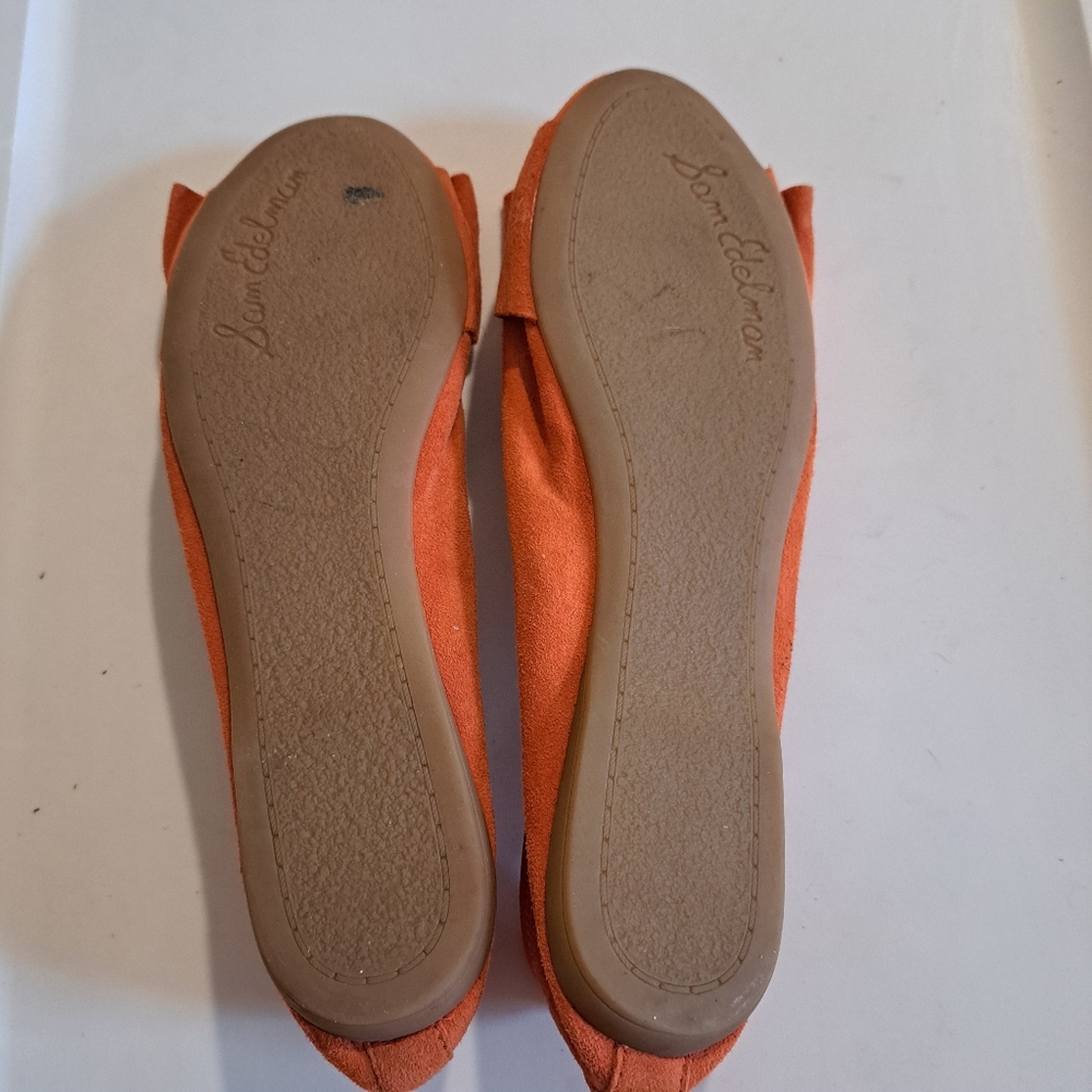 Sam Edelman Emma Orange Suede Ballet Flats - Bow Detail - Great Condition! 6M - Picture 6 of 11